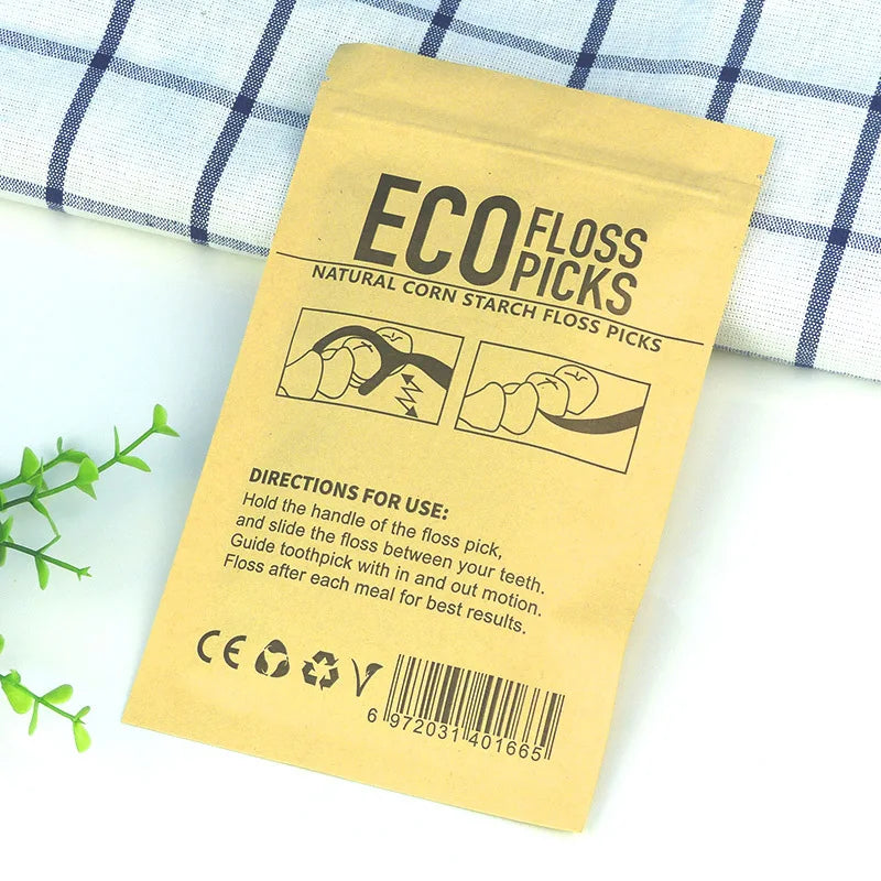 Eco-Friendly Bamboo Dental Floss Picks, 100pcs